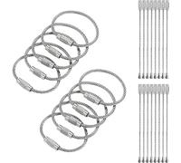 Lot de 50 porte-clés en acier inoxydable pour étiquettes de bagages, porte-clés, porte-étiquette d'identité, Argenté, Length:10cm/4inch