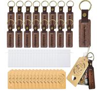 Lot de 50 porte-clés en bois - Cadeaux de fête de mariage rustiques pour invités - Porte-clés en bois gravé avec sacs en organza et étiquettes « Thank You » - Souvenirs en vrac pour fête prénuptiale