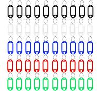 Lot de 50 porte-clés inscriptibles - 5 couleurs, porte-clés résistants avec étiquettes porte-clés colorés pour écrire pour l'organisation ou les voyages