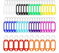 Lot de 50 porte-clés multi-usages avec étiquettes, porte-clés multicolores, porte-clés durables avec étiquettes, pour clés, colliers d'animaux domestiques, bagages et sacs à dos, 10 couleurs