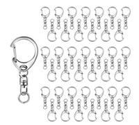 Lot de 50 porte-clés Saconell en métal argenté avec anneau ouvert de 8 mm et connecteur