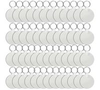 Lot de 50 porte-clés vierges rectangulaires ronds par sublimation avec anneaux de clips, transfert thermique double face en MDF pour porte-clés à faire soi-même (circulaire)