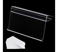 Lot de 50 porte-étiquettes en plastique pour étagère en verre (70 inserts pour étiquettes) - Convient parfaitement aux étagères en verre de 8 mm.