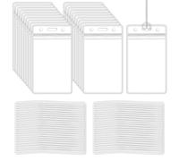 Lot de 50 porte-étiquettes en plastique transparent avec 50 boucles de bagage pour bureau, affaires, voyages