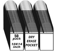 Lot de 50 porte-tickets avec sangles de suspension, cousus, transparent des deux côtés, 36x26cm Manches de commande de réparation réutilisables, les deux côtés clairs (noir, 26x36cm-50 pièces)