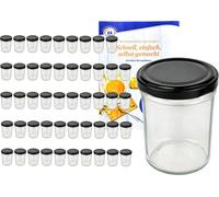 lot de 50 pots 230 ml HOCH To 66 avec couvercle noir et livret de recettes Diamant Gelierzauber