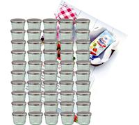lot de 50 pots à confiture 230 ml pot à confiture To 82 couvercle argenté incl. livret de recettes