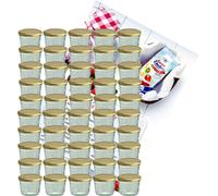 lot de 50 pots à confiture 230 ml pot à confiture To 82 couvercle doré incl. livret de recettes