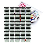 lot de 50 pots à confiture 230 ml pot à confiture To 82 couvercle noir incl. livret de recettes