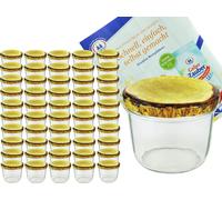 lot de 50 pots à confiture 230 ml Pot à confiture To 82 Décor bois Couvercle incl. livret de recettes