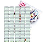 lot de 50 pots à confiture de 125ml bocal à conserves To66 couvercle blanc incl. livret de recettes