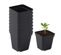 Lot de 50 pots de carrés, réutilisables, noirs, avec trous de drainage, kit de jardinage pour , légumes, fruits, pots de semences en plastique épais