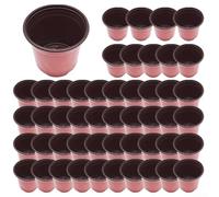 Lot de 50 pots de fleurs en plastique doux et fin avec trous de drainage, pour enracinement des boutures et propagation, marron rougeâtre (13 cm)