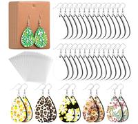 Lot de 50 produits vierges de sublimation - Boucles d'oreilles vierges avec crochets de boucles d'oreilles et anneaux ouverts pour Halloween, Noël, femmes et filles