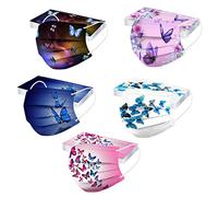 Lot de 50 protège-dents jetables pour adultes - 3 couches - Impression 3D - Protège-dents - Bandana respirant - Foulard - Motif de dessin animé, 0002, Farbig