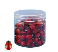 Lot de 50 punaises créatives en bois en forme de coccinelle pour papier, photo, mémo et document, punaises murales pour maison, bricolage, punaises murales, mignonnes et plates décoratives pour