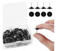 Lot de 50 punaises noires, longueur 11 mm, punaises en plastique, en forme de roue dentée, pour tentures murales