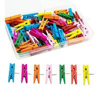 Lot de 50 punaises push-pin multicolores avec pinces en bois pour cartes, notes, photos, école, bureau, artisanat