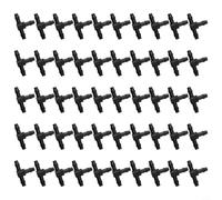 Lot de 50 raccords d'irrigation barbelés de 4 mm pour raccords de tuyaux dans l'arrosage du jardin, l'irrigation goutte à goutte et la gestion des réservoirs d'eau de pluie (tee de 4 mm)