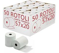 Lot de 50 rouleaux de papier thermique 57 mm x 20 m pour caisse enregistreuse