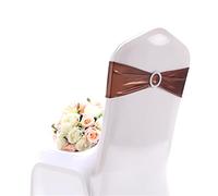 Lot de 50 rubans de chaise élastiques en élasthanne avec nœud coulissant pour mariage, banquet, fête, hôtel, décoration d'événement - Marron
