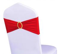 Lot de 50 rubans de chaise extensibles en élasthanne avec boucles dorées, pour fête de mariage, fête prénatale, cérémonie, événement, nœuds de chaise (rubans rouges, boucles dorées)