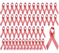 Lot de 50 rubans de sensibilisation en satin rouge avec épingles à nourrice pour lutter contre le sida et le VIH - 3,6 x 7,6 cm - Épingles à revers pour la journée mondiale du sida - Pour augmenter