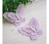 Lot de 50 rubans en dentelle 3D en organza et polyester - Motif papillon - Broderie vintage - Applique à coudre - Patchwork fait à la main - Robe de mariée - Décoration de vêtements (violet)