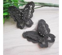 Lot de 50 rubans en dentelle 3D en organza et polyester - Motif papillon - Broderie vintage - Applique à coudre - Patchwork - Fait à la main - Robe de mariée - Décoration de vêtements - Noir