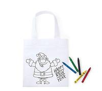 Lot de 50 sachets à colorier, motif Père Noël, avec 5 crayons de cire par sachet. Cadeaux bon marché pour enfants, sac à goûter, cadeaux de Noël, garderies, écoles.