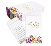 Lot de 50 sachets à graines pour invités (« Schön Das Du Da bist »), pour les graines de fleurs, cadeaux d'invités, pour communion, cérémonie, anniversaire, baptême, mariage, confirmation