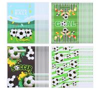Lot de 50 sachets cadeaux sur le thème du football, sachets à goûter en plastique avec poignées, cadeaux et petits présents pour adolescents, fêtes de match, goûters, bonbons et articles de fête