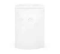 Lot de 50 sachets de grains de café avec valve de dégazage à sens unique et fermeture éclair | 150 x 210 x 40 mm (260 g de grains de café), blanc (sans fenêtre)