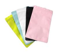 Lot de 50 sachets thermo-plats en Mylar noir mat, blanc, rose, petits plastique à fermeture éclair aluminium(White,7.5x12cm)