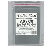 Lot de 50 sachets transparents auto-adhésifs pour cartes A6/C6 vierges et enveloppes - Sacs d'emballage en cellophane pour biscuits, bonbons, cadeaux, bijoux