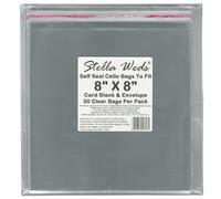 Lot de 50 sachets transparents auto-adhésifs pour cartes vierges de 20,3 x 20,3 cm et enveloppes - Sacs d'emballage en cellophane pour biscuits, bonbons, cadeaux, bijoux