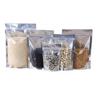 Lot de 50 sachets transparents en aluminium à fermeture éclair, plastique argenté métallisé for aliments, thé, bonbons(20x30cm)