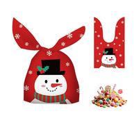 Lot de 50 sacs à friandises de Noël avec cordon de serrage, petits sacs cadeaux de Noël pour les vacances, bonbons, biscuits, cadeaux (C)
