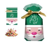 Lot de 50 sacs à friandises de Noël, petits sacs cadeaux de Noël pour les vacances, bonbons, biscuits, cadeaux (15 x 23 cm-E)