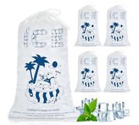 Lot de 50 sacs à glace de 3,6 kg avec cordon de serrage pour machine à glace, sacs à glaçons réutilisables très résistants, 48,3 x 27,9 cm, rangement portable et congélateur