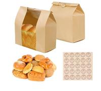 Lot de 50 Sacs à Pain en Papier Kraft Avec Fenêtre - Pour Pain Fait Maison, Levain, Boulangerie - Emballage et Stockage Marron Pour la Maison et la Pâtisserie
