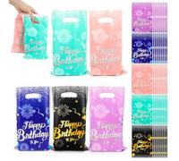 Lot de 50 Sacs Anniversaire, Sachets Anniversaire Garcon et Filles Sachet Bonbons Anniversaire, Sachet Anniversaire Enfant avec Poignée Convient aux Fêtes D'anniversaire pour Biscuits Noix Bonbons