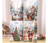 Lot de 50 sacs cadeaux de Noël magiques de 20 x 15 cm, en plastique durable avec finition brillante, avec un Père Noël enchanteur et un bonhomme de neige. Idéal pour l'emballage de cadeaux de vacances