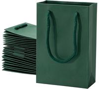 Lot De 50 Sacs Cadeaux En Papier Vert Foncé Avec Poignées ,Sacs Cadeaux De Petite Taille ,Sacs À Dragées Pour Anniversaire ,Emballage Cadeau ,Célébration ,Fête Prénatale ,Petite Entreprise ,13