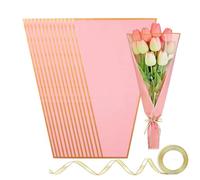 Lot de 50 sacs de fleurs avec ruban pour fleuriste | Lot de 50 sacs d'emballage pour bouquet de fleurs pour femme, maman, épouse, petite amie, Saint-Valentin, fête des mères