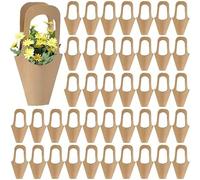 Lot de 50 sacs d'emballage en papier de qualité supérieure - Motif floral - Kaki, 8,5 x 42 cm