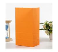 Lot de 50 sacs d'emballage en papier kraft coloré à fond carré - 24 x 13 x 8 cm - Pour mariage, bonbons - Rouge (orange)