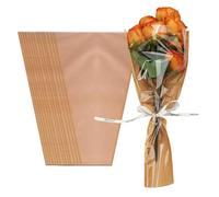 Lot de 50 sacs d'emballage en papier kraft transparent pour bouquet de fleurs en plastique robuste et durable, design parfait pour les magasins, les occasions spéciales