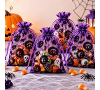 Lot de 50 sacs en organza de qualité supérieure avec cordon de serrage pour bijoux, fête, mariage, Halloween, dragées, 10,2 x 15,2 cm, violet