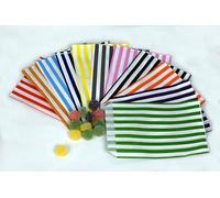 Lot de 50 sacs en papier à rayures de 12,7 x 17,8 cm - Assortiment de 10 couleurs - Pour mariage, buffet, gâteau - Qualité supérieure - Fabriqué au Royaume-Uni